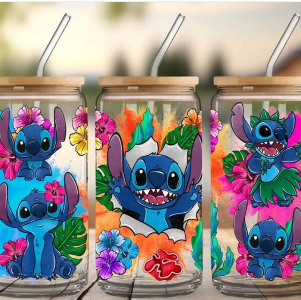 Stitch glass 16 oz cup